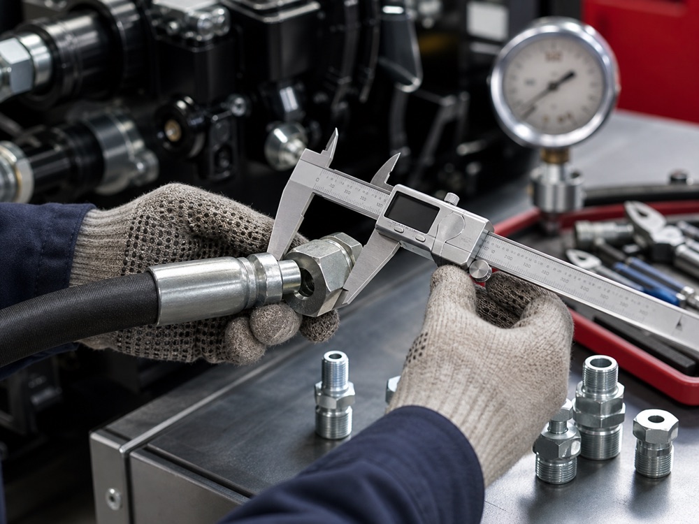 Hydraulic fitting inspection application scene