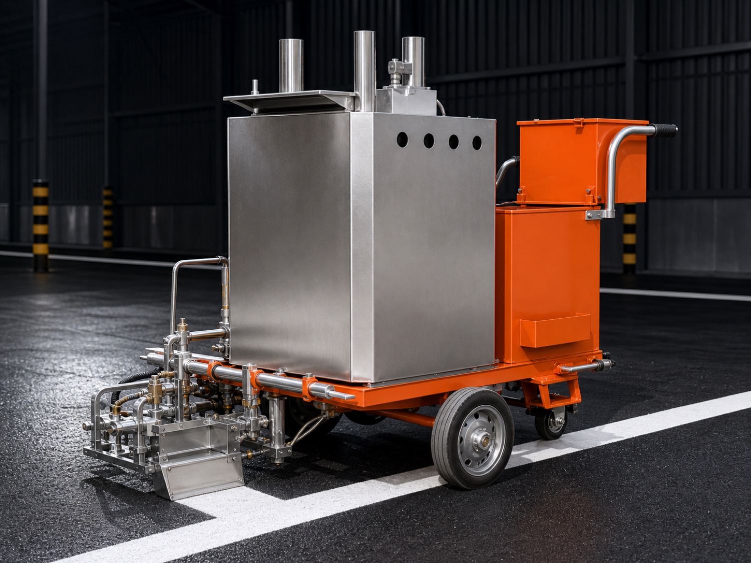 Square tank thermoplastic road marking machine visualization